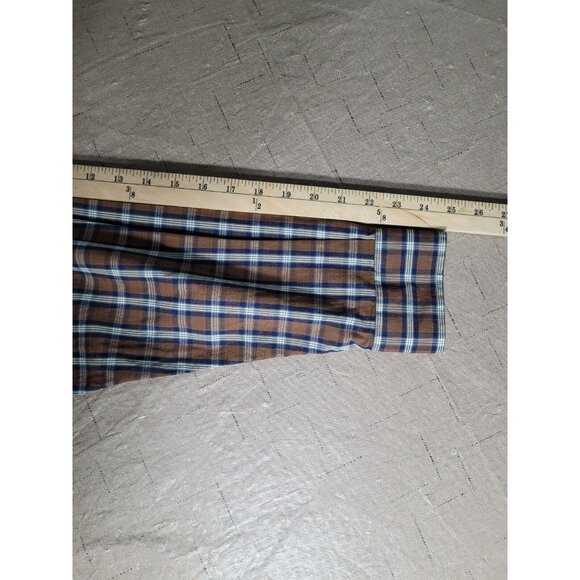 Roundtree & Yorke Mens size Large Brown Plaid Button-Down Cotton Shirt - Picture 5 of 10